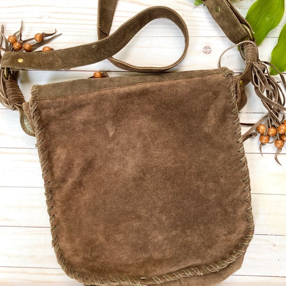 ZARA ~ Real Suede Bohemian Shoulder Bag - Picture 2 of 4